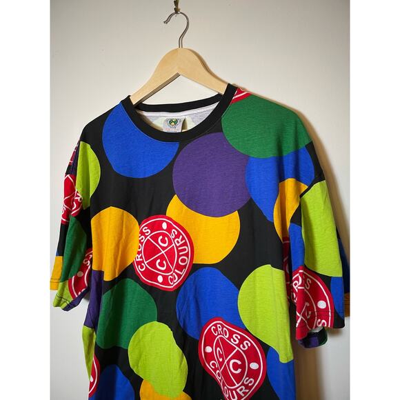 Vintage Cross Colours T-Shirt Colorful Rainbow Post Hip Hop Nation Yadig XL Y2K - Picture 3 of 7